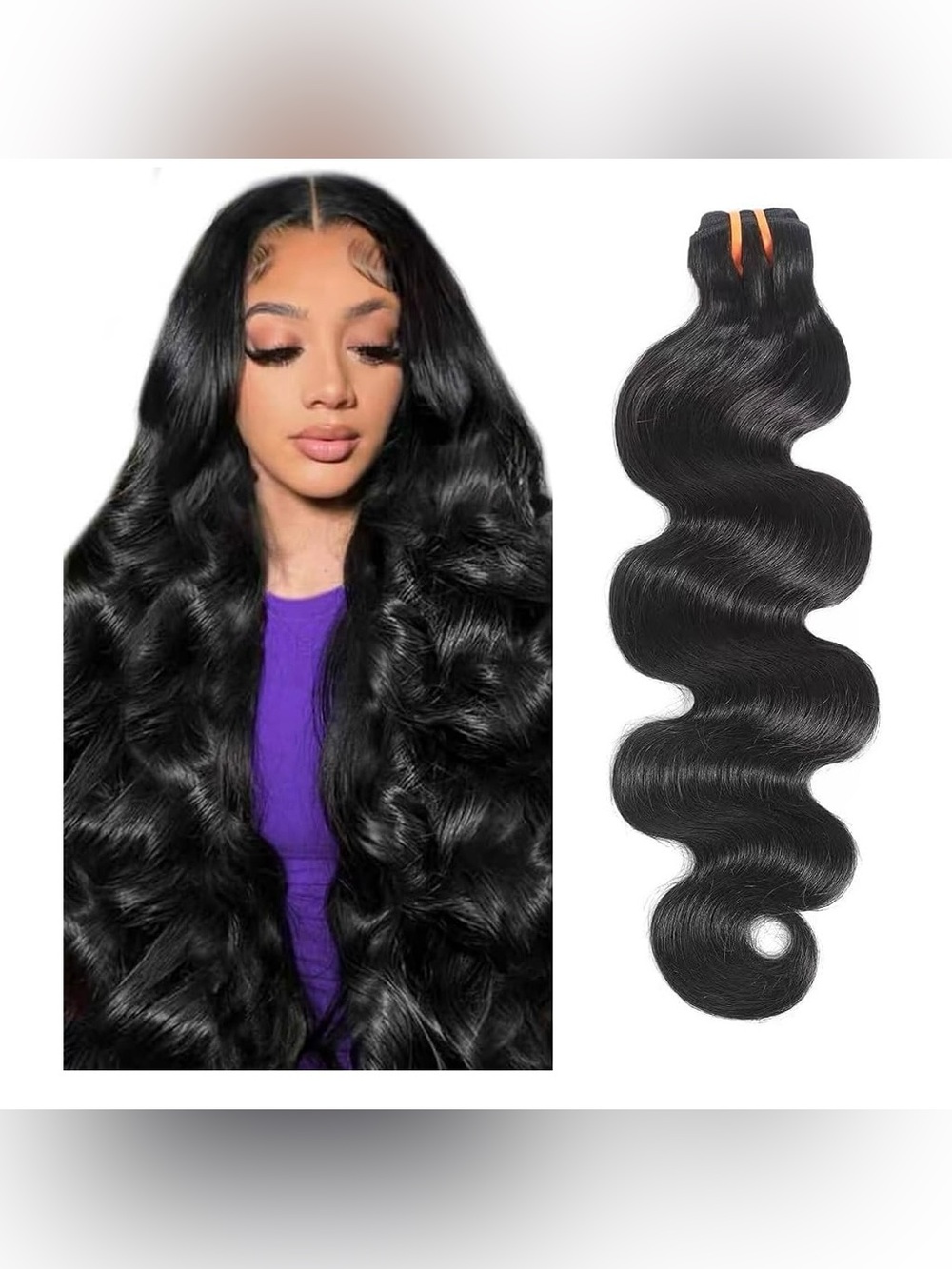 Luxurious Black Raw Bundle Wave Human Hair Extensions - Natural Black 20 inches